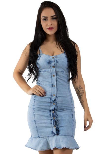 Vestido Jeans com Babado