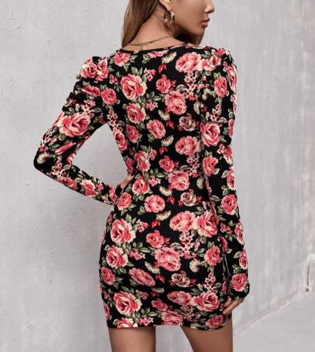 Vestido bodycon de impressão floral