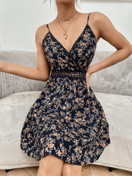 Vestido De Alcinha Contraste Floral