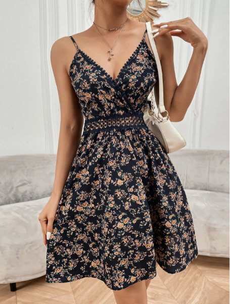 Vestido De Alcinha Contraste Floral